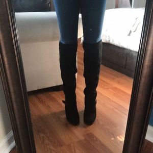 Black Suede Over the Knee Boots